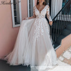 HEULORIA A line Wedding Dress long sleeve lace bride dress plus size robe de mariee  A line Wedding Bridal Gown AL-463