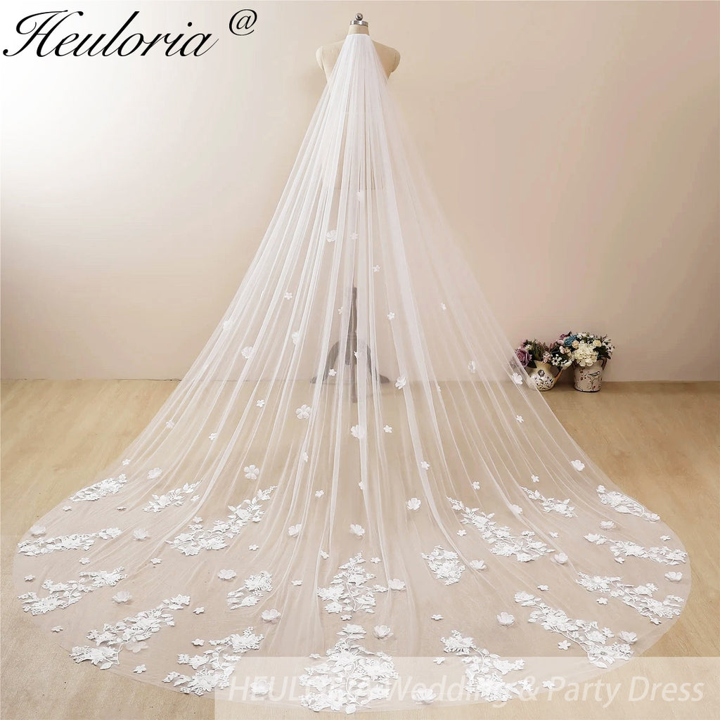 Cathedral Wedding Veil Lace bridal veil with Metal Comb Length 300cm width 300cm for Bride VL-129