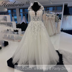 HEULORIA Plus Size A line Wedding Dresses sweetheart Lace Appliques Boho Tulle Bridal dress 2025 Customized AL-944