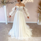 HEULORIA Sparkly Glitter A line Wedding Dress long sleeve lace bride dress plus size robe de mariee  A line Wedding Bridal Gown AL-315