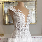 HEULORIA  a line Wedding Dress 3D flower Lace bridal dress V neck Customized AL-814