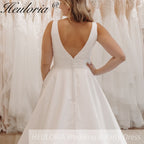 HEULORIA Classic a linw Wedding Dresses V neck Satin Bridal Gowns Vestidos Customized AL-904