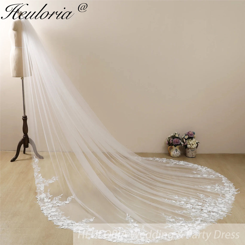 Cathedral Wedding Veil Lace bridal veil with Metal Comb Length 300cm width 300cm for Bride VL-122