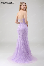 HEULORIA Enchanting Lavender Lace Mermaid Prom Dress with Slit and Corset Back ED-237