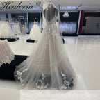 HEULORIA Spaghetti Strap  A-Line wedding dress lace applique with sparky gliter tulle Bridal Gown Wedding Party Dress Vestidos De Novia AL-922