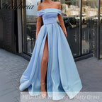 Customized A-line Pink Off The Shoulder Formal Occasion dresses High Slit Sexy Prom Dresses 2023 Robes De Cocktail