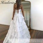 Sexy Strapless evening dress Chiffon Blue Tiered Ruffles with Slit Crystal A-Line Lace-upParty Gowns Customized