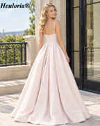 HEULORIA Royal Blue Sweetheart Satin A-Line Prom Dress with High Slit ED-23