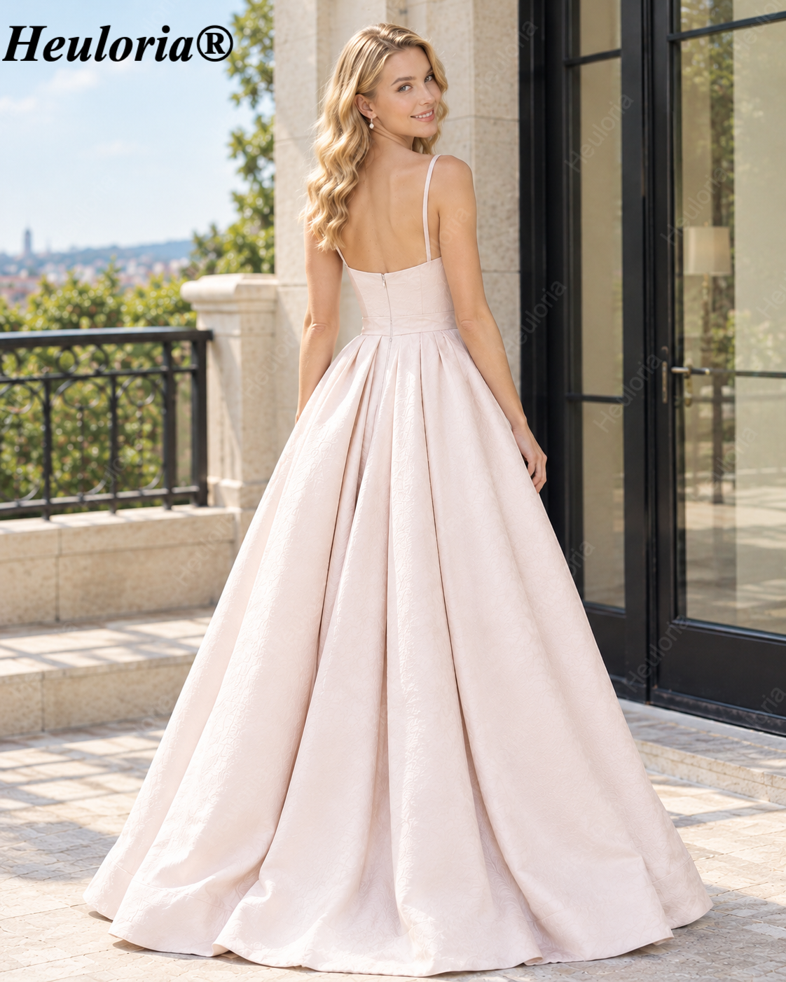 HEULORIA Royal Blue Sweetheart Satin A-Line Prom Dress with High Slit ED-23