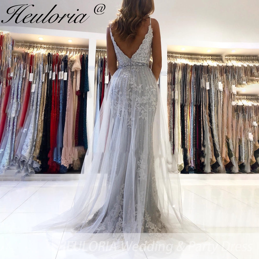 Customized Mermaid Prom Dress Mermaid Sweetheart Evening Dress 2025 Detachable Tulle Train Formal Party Gowns