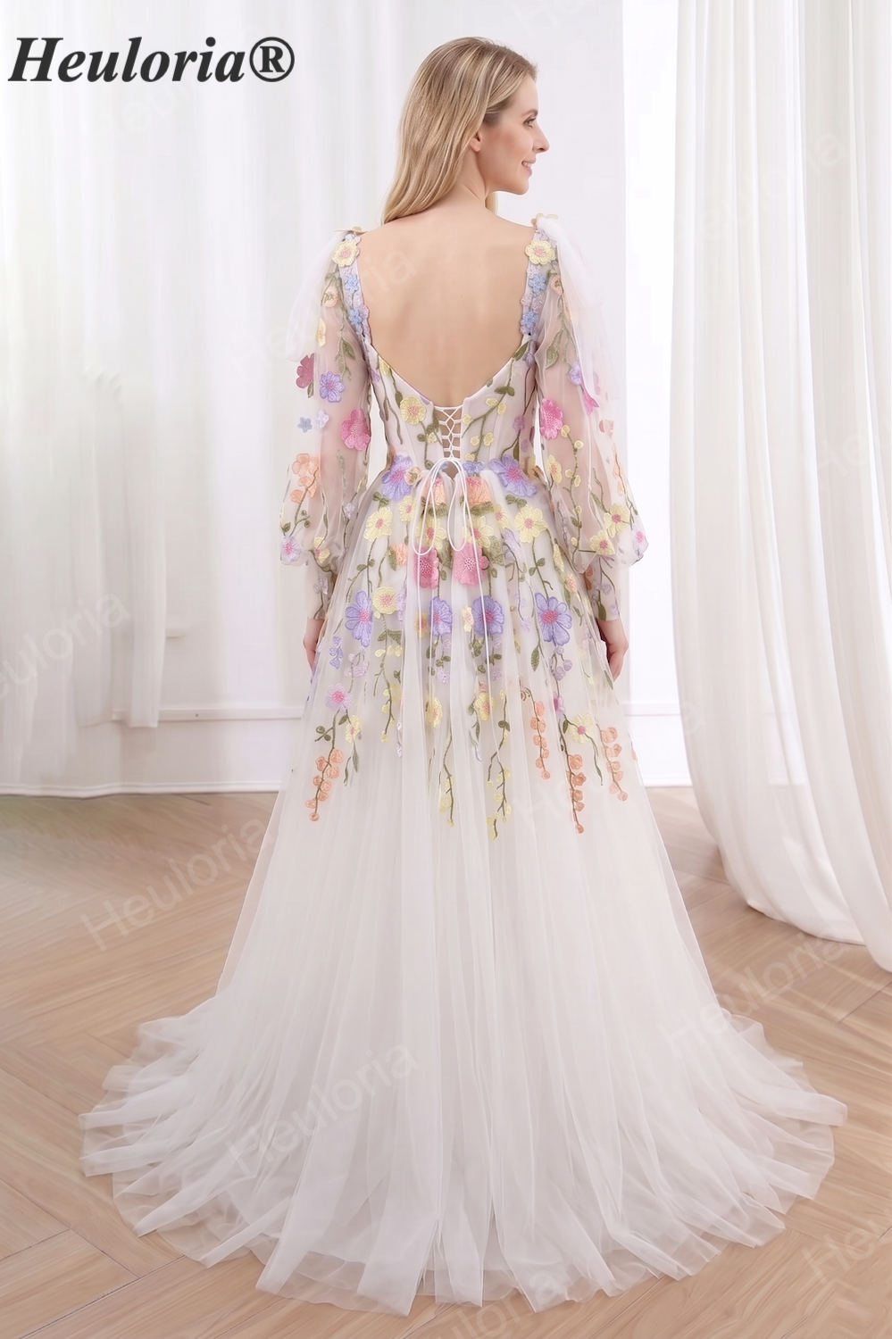 Floral Embroidered Tulle A-Line Prom Dress ED-666