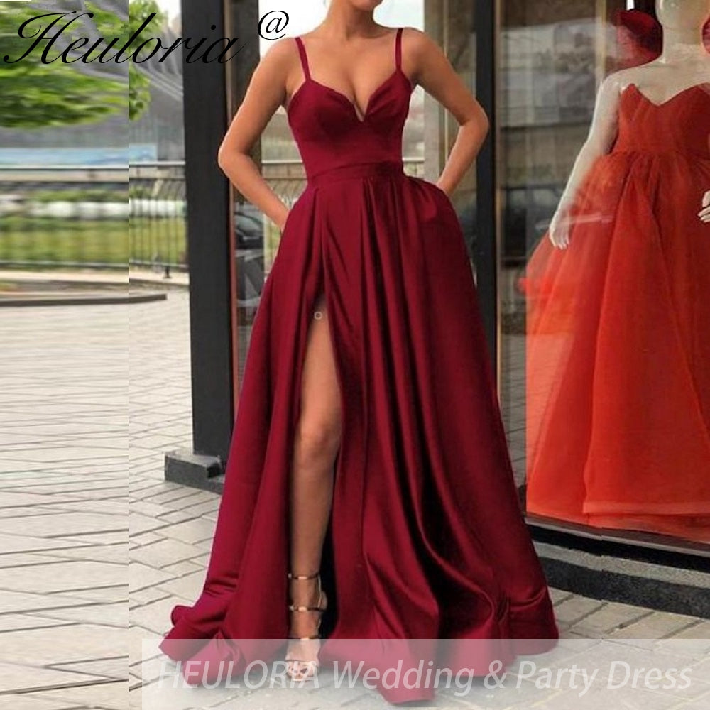 Customized Side Slit A-Line Evening Dress Prom Dress Royal Blue Spaghetti Straps Sweetheart Sexy Vestidos De Fiesta De Noche