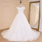 Heuloria Princess Ball Gown Wedding Dress off shoulder bride dress lace up plus size robe de mariee Lace beading Wedding Bridal Gown BA-600