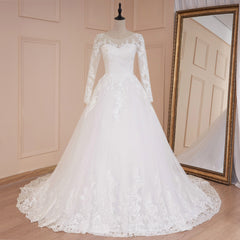 HEULORIA vestido De novia De princesa manga larga apliques De encaje vestido De novia con cordones bata De Mariee 