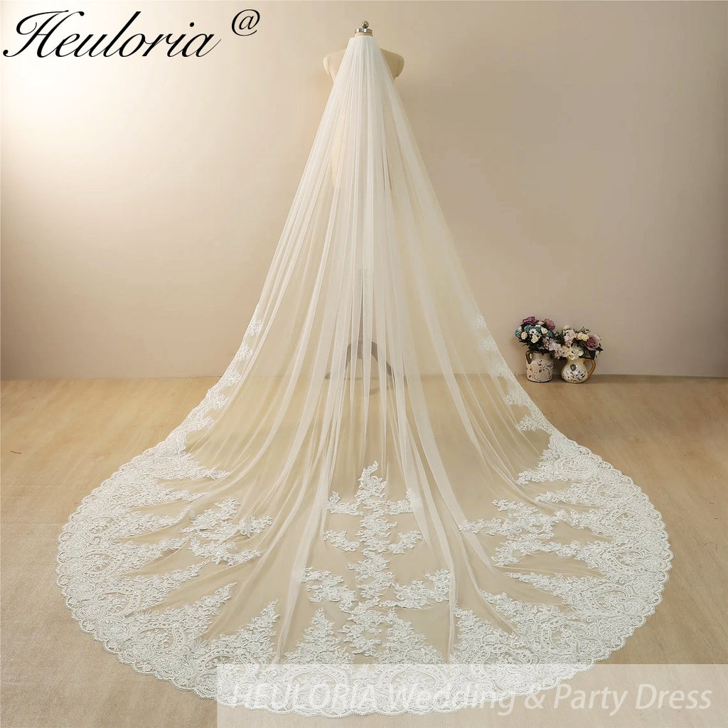 Cathedral Wedding Veil Lace bridal veil with Metal Comb Length 300cm width 300cm for Bride VL-110