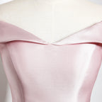 HEULORIA Off-Shoulder Satin A-Line Cocktail Dress with Pleated Skirt ED-15