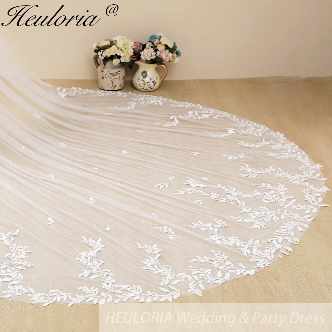 Cathedral Wedding Veil Lace bridal veil with Metal Comb Length 300cm width 300cm for Bride VL-103