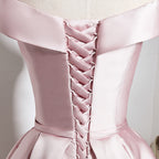 HEULORIA Off-Shoulder Satin A-Line Cocktail Dress with Pleated Skirt ED-15