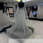HEULORIA Boho V Neck A-Line Wedding Dress Chiffon Backless lace Court Train Bridal Dresses  Customized AL-925