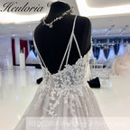 HEULORIA  Spaghetti Straps a line Wedding dress For Bride Lace Backless bridal dress Robe De Mariée Customized AL-928