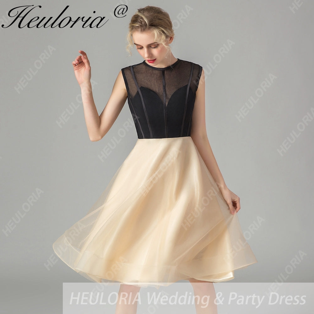HEULORIA short evening dress round neck tulle party dress formal dress ED-69