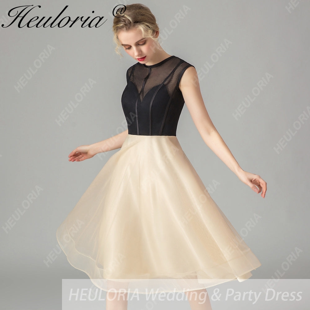 HEULORIA short evening dress round neck tulle party dress formal dress ED-69