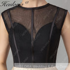 HEULORIA short evening dress round neck tulle party dress formal dress ED-69