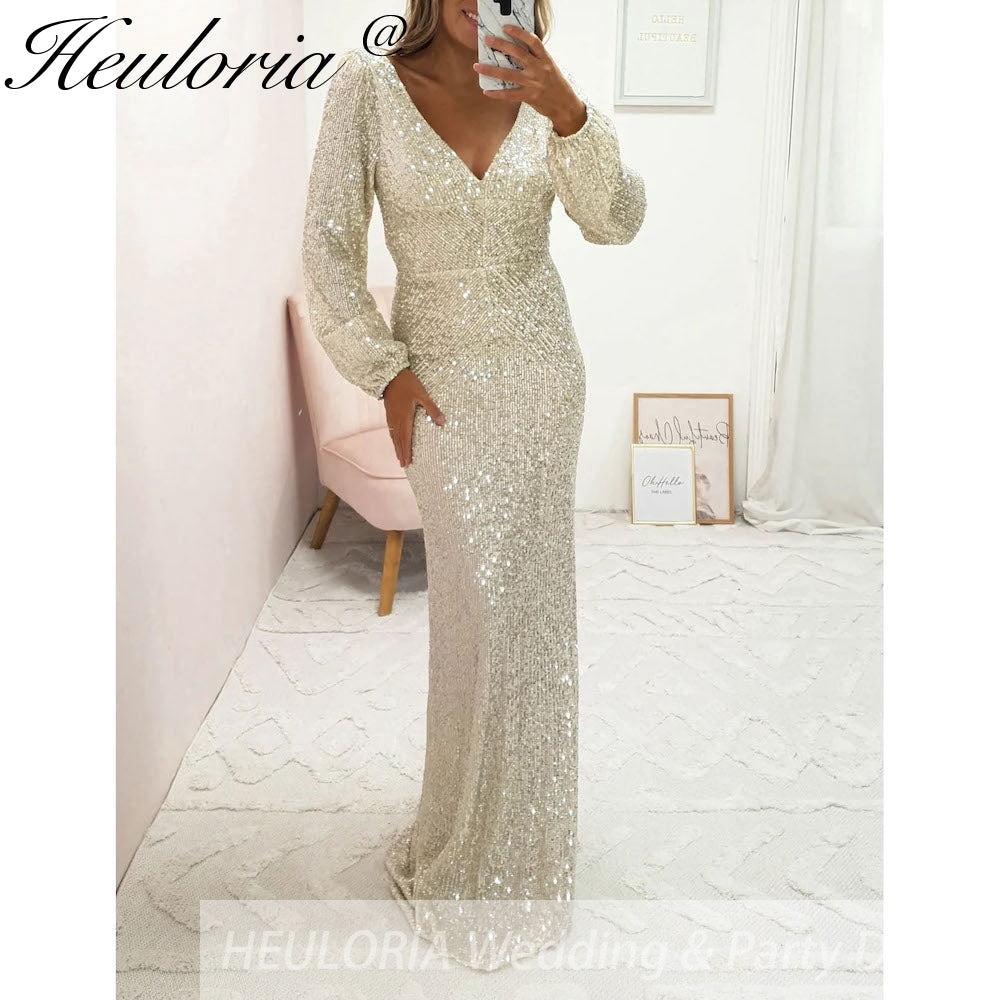 Customized Sequin Long Sleeves style mermaid evening dresses vestidos formales vestidos de fiesta robe de soiree de mariage