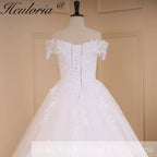 HEULORIA Ball-Gown/Princess off shoulder Cathedral Train Tulle Lace Wedding Dress BA-643