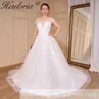 Boho Wedding Dress lace bride dress plus size robe de mariee shinny A line Wedding Bridal Gown AL-791