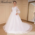HEULORIA Wedding Dress long sleeve lace applique bride dress plus size robe de mariee A line Wedding Bridal Gown AL-697