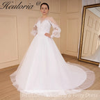 HEULORIA Wedding Dress long sleeve lace applique bride dress plus size robe de mariee A line Wedding Bridal Gown AL-697