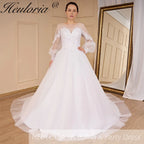 HEULORIA Wedding Dress long sleeve lace applique bride dress plus size robe de mariee A line Wedding Bridal Gown AL-697