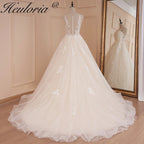 HEULORIA Wedding dress V neck sparky Gliter skirt Bridal dress lace appliqueRobe De Mariee Wedding Bride Dress AL-561