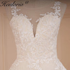 HEULORIA Wedding dress V neck sparky Gliter skirt Bridal dress lace appliqueRobe De Mariee Wedding Bride Dress AL-561