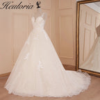 HEULORIA Wedding dress V neck sparky Gliter skirt Bridal dress lace appliqueRobe De Mariee Wedding Bride Dress AL-561