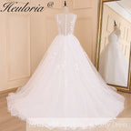 HEULORIA A-line V-Neck Court Train Lace Wedding Dress With Sequins BA-604