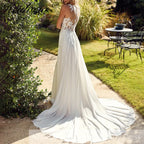 HEULORIA  elegant A line wedding dress Spaghetti Strap crepe lace chiffon bridal dress Robe De Mariee Wedding Bride Dress AL-QK95