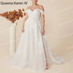 HEULORIA Elegant A line Wedding Dress off shoulder lace bride dress robe de mariee Bridal Gown AL-QK116