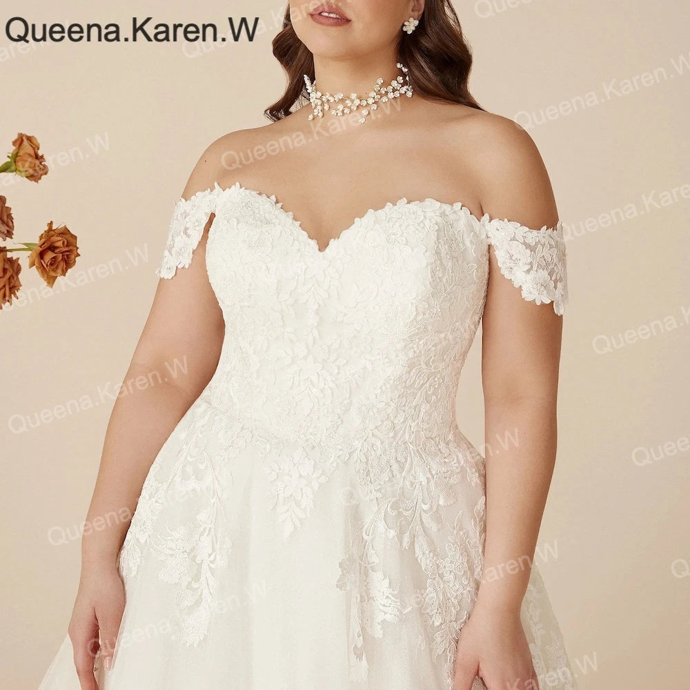 Elegant A line Wedding Dress off shoulder lace bride dress robe de mariee Bridal Gown AL-QK119