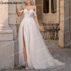 Elegant A line Wedding Dress off shoulder lace bride dress robe de mariee Bridal Gown AL-QK216