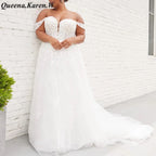 Elegant A line Wedding Dress off shouler lace applique bride dress robe de mariee A line Wedding Bridal Gown AL-QK81