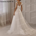 Elegant A line Wedding Dress off-the-shoulder lace applique bride dress robe de mariee A line Wedding Bridal Gown AL-QK79