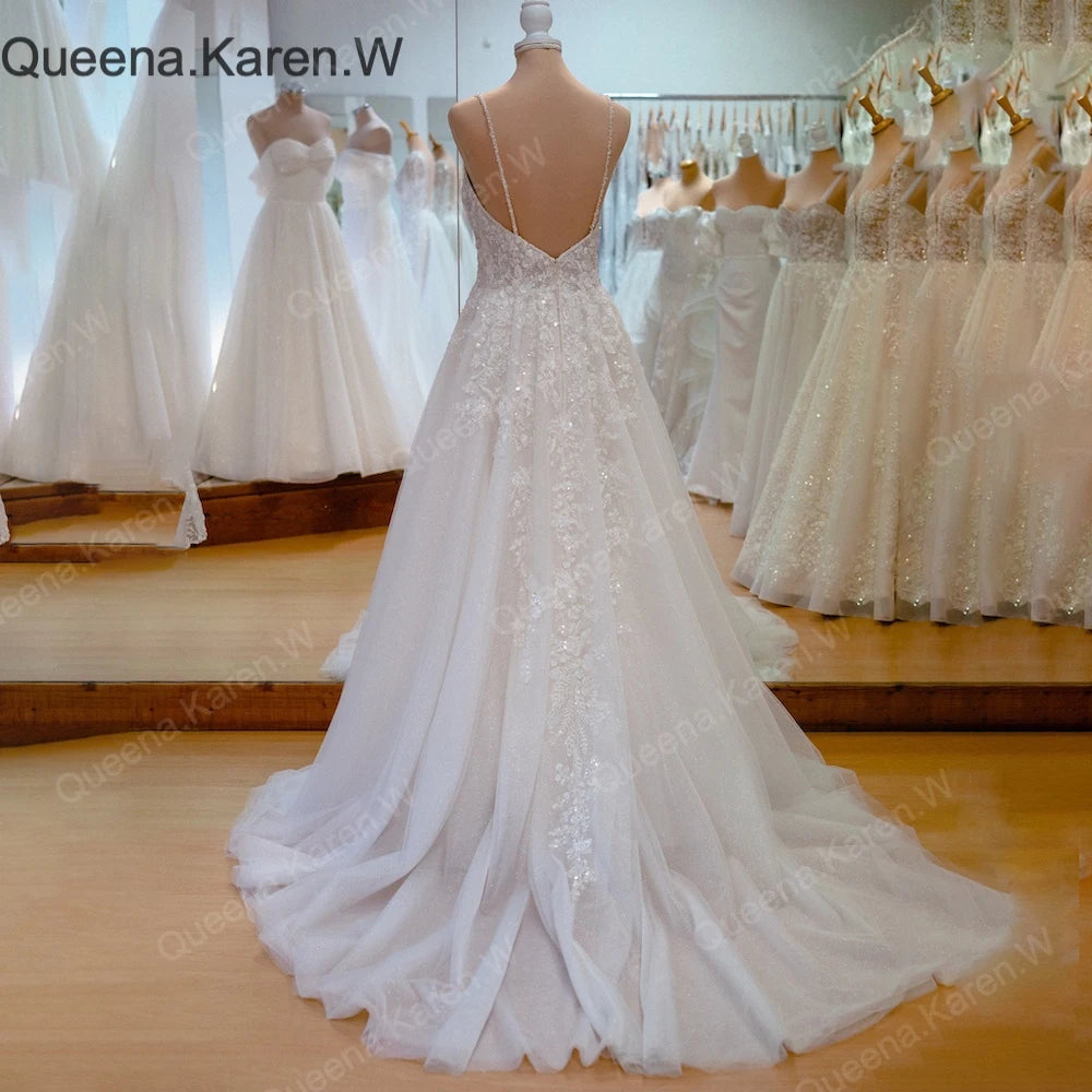 Elegant A line Wedding Dress sweetheart lace applique bride dress robe de mariee A line Wedding Bridal Gown AL-QK5