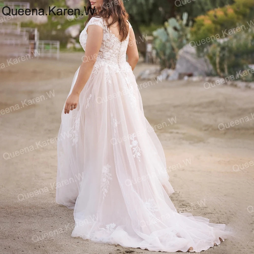 Elegant A line Wedding Dress sweetheart neckline with short sleeves lace bride dress robe de mariee Bridal Gown AL-QK125