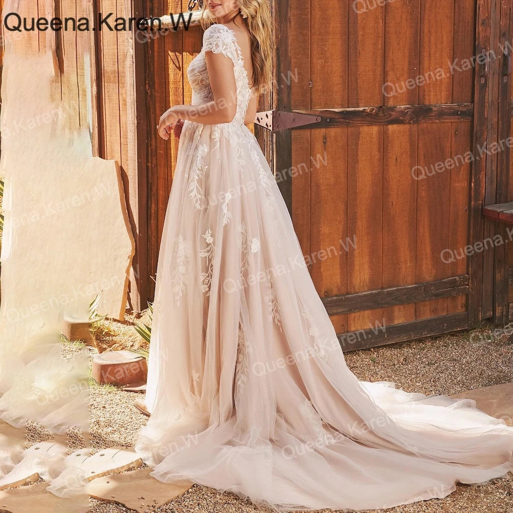 Elegant A line Wedding Dress sweetheart with short sleeve bride Dress 16 / White Elegant A line Wedding Dress sweetheart with short sleeve bride Dress 16 / White