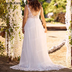 Elegant A line Wedding Dress v neck lace chiffon bride dress robe de mariee A line Wedding Bridal Gown AL-QK123