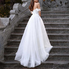 Elegant Boho A line Wedding Dress lace applique bride dress robe de mariee A line Wedding Bridal Gown AL-QK232