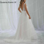 HEULORIA Elegant Boho A line Wedding Dress long sleeve lace applique bride dress robe de mariee A line Wedding Bridal Gown AL-QK4