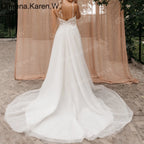 Elegant Boho A line Wedding Dress strap lace applique bride dress robe de mariee A line Wedding Bridal Gown AL-QK197